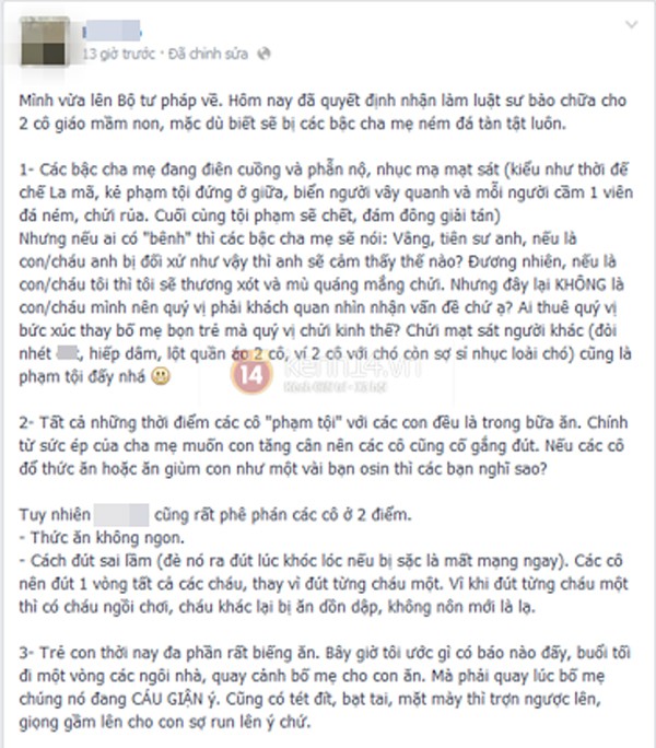 Quan điểm &quot;bênh vực bảo mẫu bạo hành trẻ em&quot; của một bà mẹ 2 con gây tranh cãi 1